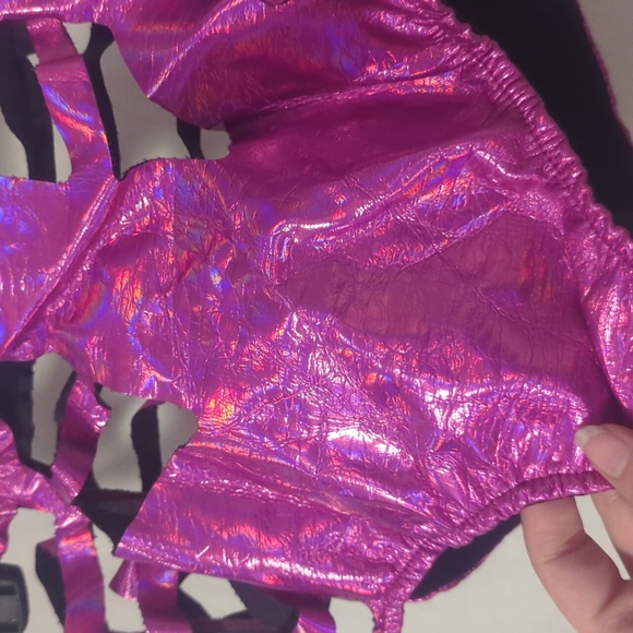NWT Dolls Kill Club Exx pink iridescent cutout shorties. - Picture 3 of 8